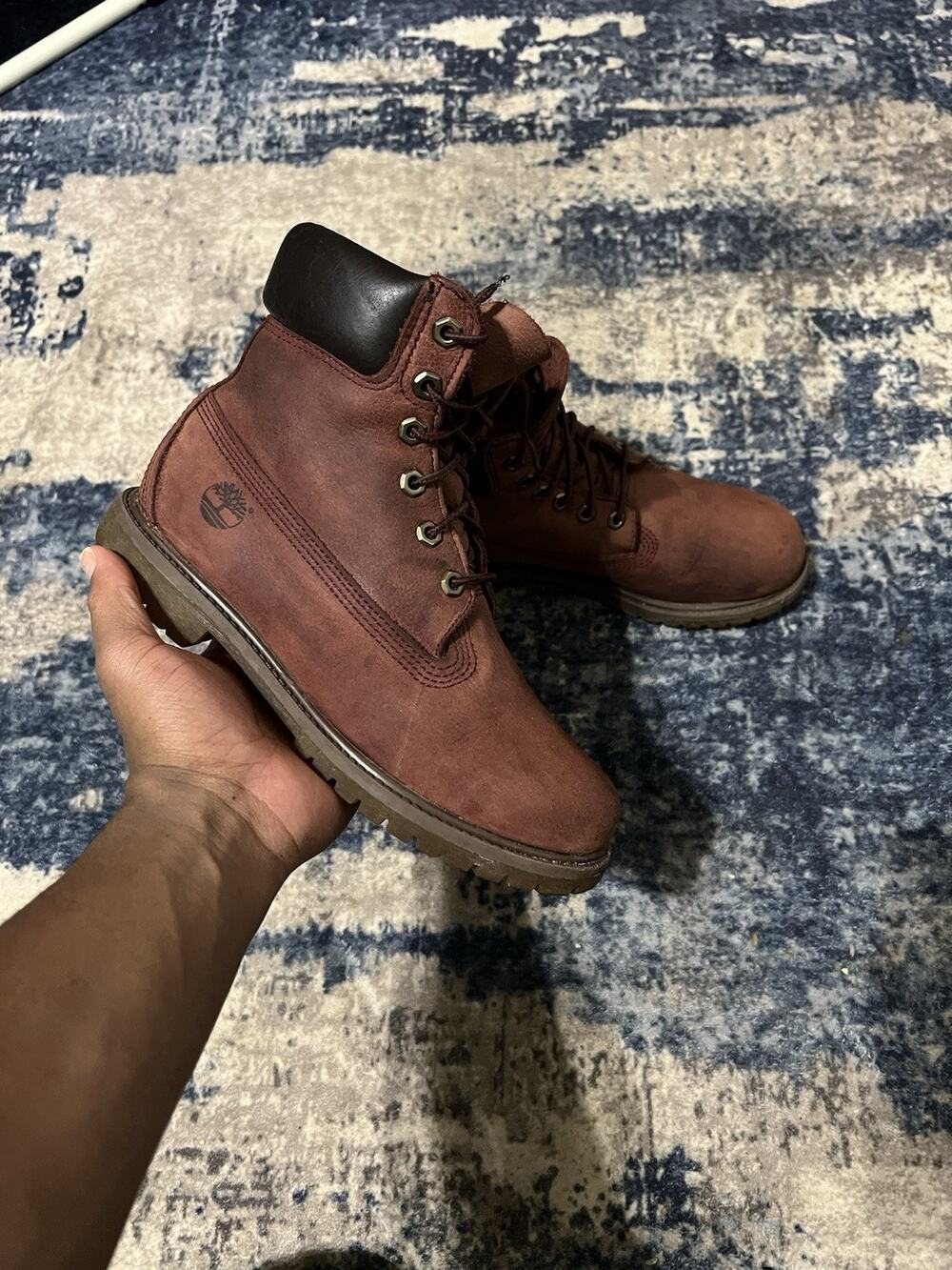 Size 8.5-Men Timberland PREMIUM 6-INCH 6" Boots Shoes Royalty Burgundy Nubuck